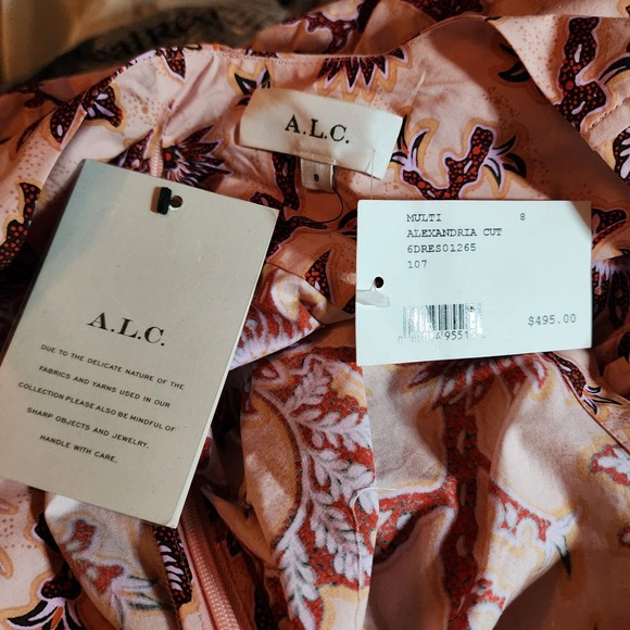 ALC Alexandria Cut Midi Dress Pink Floral Twist Cutout Sleeveless Size 8 - Picture 3 of 6